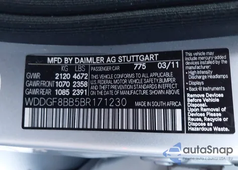 2011 Mercedes-Benz C 300 Sport 4Matic из США, поврежденный, VIN WDDGF8BB5BR171230